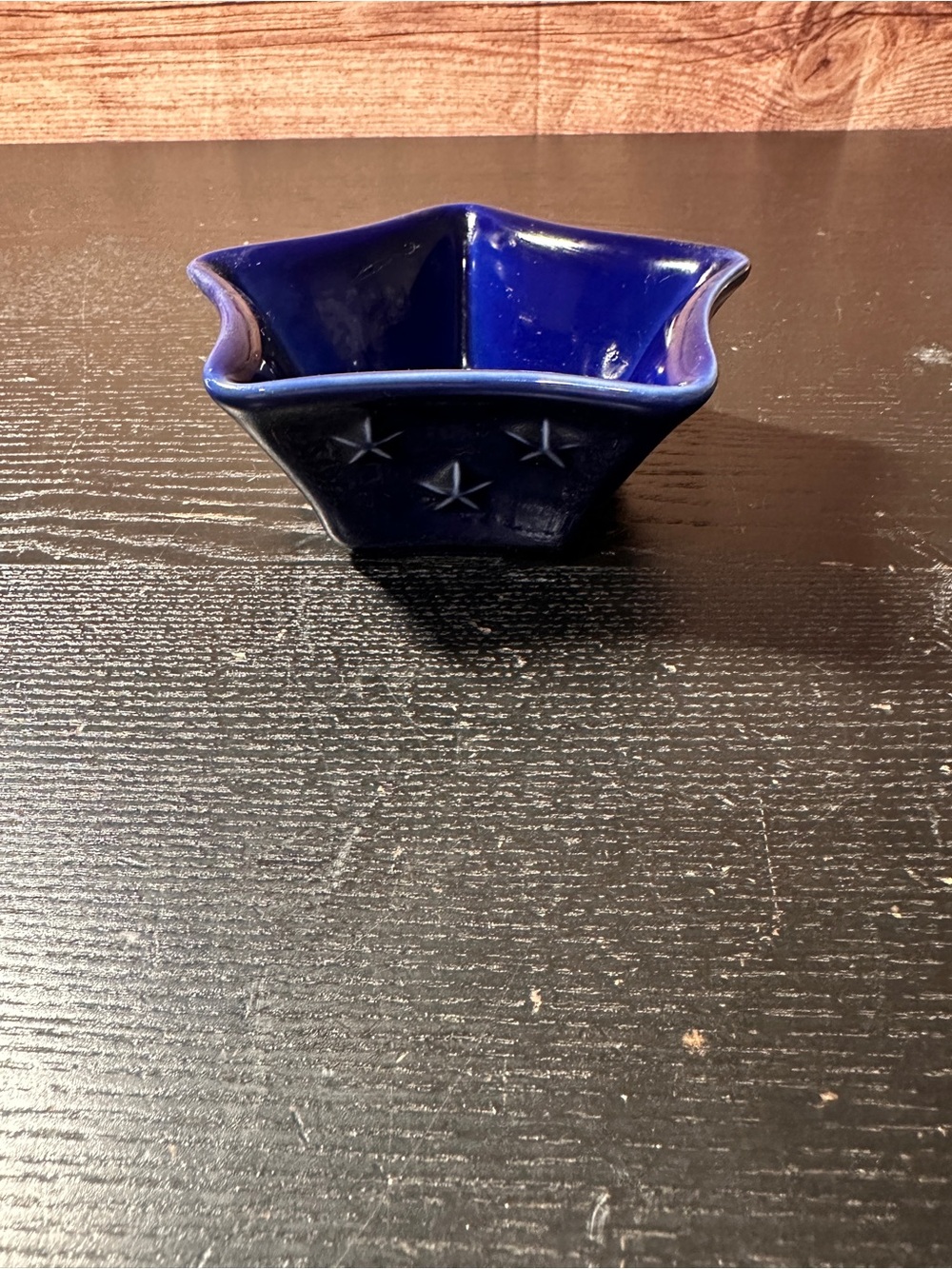 Longaberger Pottery Proudly American Mini Star Dish in cobalt blue